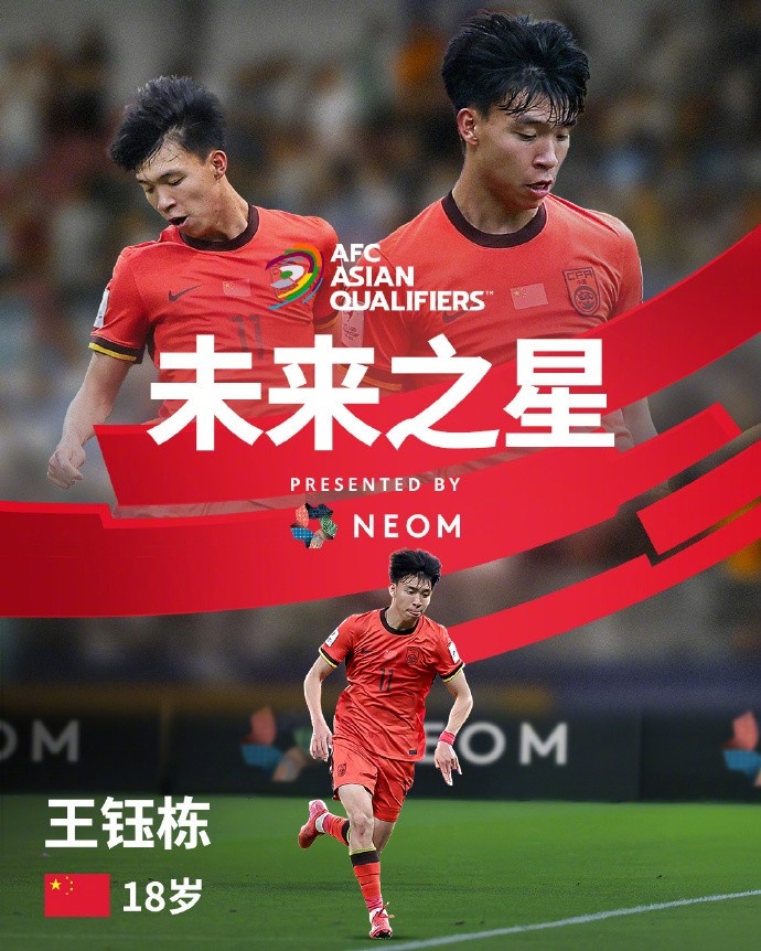 亞洲杯官方社媒發(fā)布王鈺棟個(gè)人海報(bào)：青年軍的旗幟，飄揚(yáng)在前哨